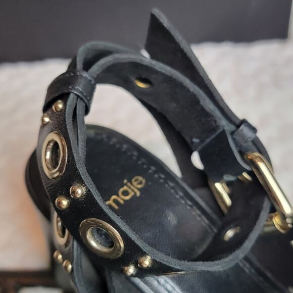 NIB Maje Ferma Eyelet Sandals in Black, Sz 36 / US 5-5.5 - Picture 4 of 13